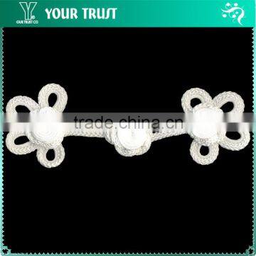 Height 7.0 Centermeter All White Sew On 100% Nylon Chinese Knot Frog Buttons
