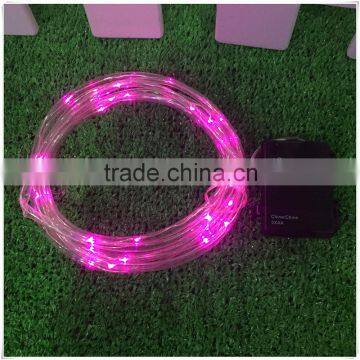 Pink color Copper wire string light with waterproof timer battery case