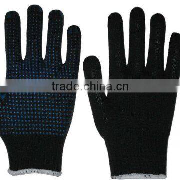 Black PVC dot cotton gloves with pigment