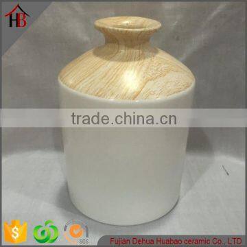 wholesale wooden finish white ceramic flower pot