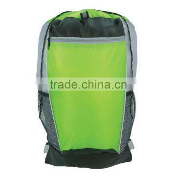 Tri-Color Drawstring Backpack-Lime Green