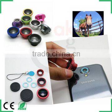 3 in 1 Universal magnetic Lenses Kit with FishEye Lens+Macro+Wide Angle Lens +Microfiber Cleaning Cloth for iPhone 4S 5 5