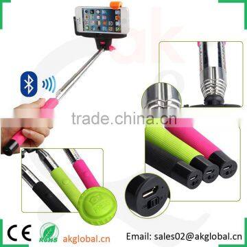 Top quality telescopic selfie stick with bluetooth shutter button foldable selfie monopod support ios android smart devices