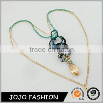 Fancy Electroplating Metal Bead Chain Necklace Beaded Jewelry With Pendant