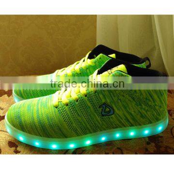 Cool Men's High Top Knit Upper LED Light Casual Sneaker Shoes