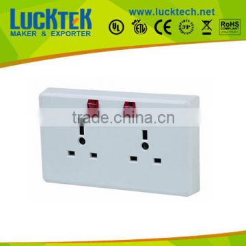 2*ways UK power wall Socket outlet with 2*individual switch,wall plate socket,wall mount power