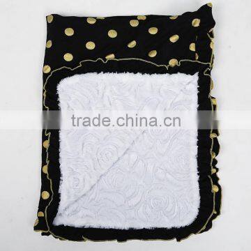 Black and Gold Polka Dot Baby Blanket Baby Bedding Blanket Nursery Black and Gold photo-2