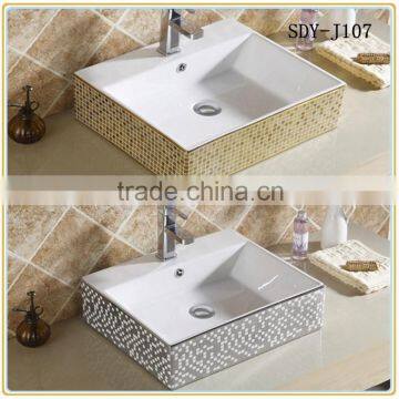 bathroom art basin gold color ceramic hand wash sink Silver washing basin