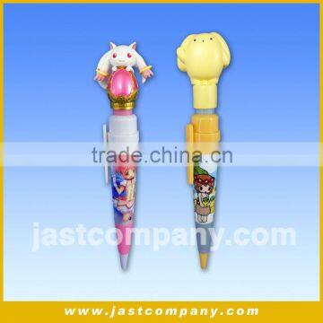 Cartoon Character Plastic Promotional Talking Ball Pen with 3D Topper