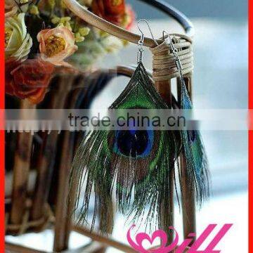 Fashion Cheap Natural Peacock Feather Earrings For Pretty Women