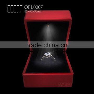 2015 new fashion led championship plastic ring box, classical red LED light jewelry box