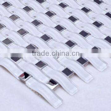 Wavy Basket Weave Shape Strip Glass Mosaic Tile