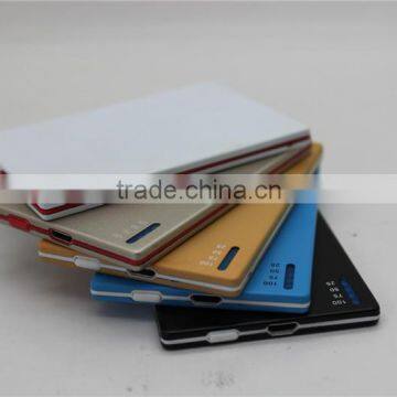 Metal Material credit card size ultra thin 1800mah power bank for iphone 5