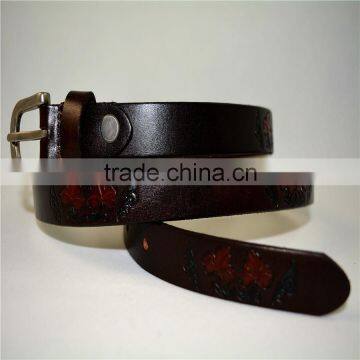 2.5CM genuine cowhide leather with flower pattern design for wemen belts