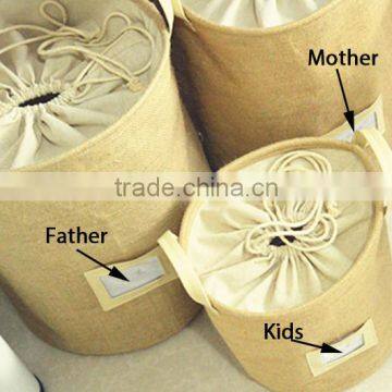 Family set Burlap jute materials with note pocket in stock storage basket