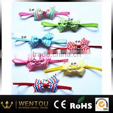 Bow on Chevron Skinny Elastic Headband