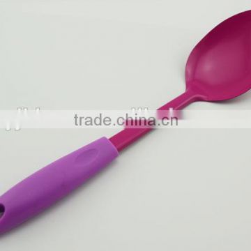 plastic handle kitchenware stainless steel long spoon with colorful