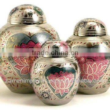 Lotus Engraved Pet Urn 7" Brass Pet Cremation Urn