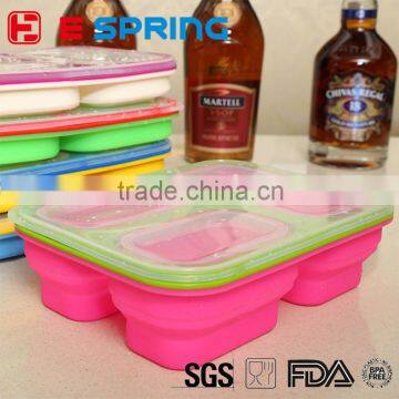 Flap and Lock Silicone Food Container 3 Components Lunch Box With Lock