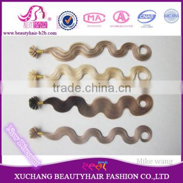 Fine Quality Curl/Wave pre-bond Keratin U or Stick Tip Human Remy Hair Extensions