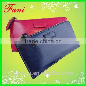 Factory selling directly fine and high quality leather wallet with single zipper design for ladies