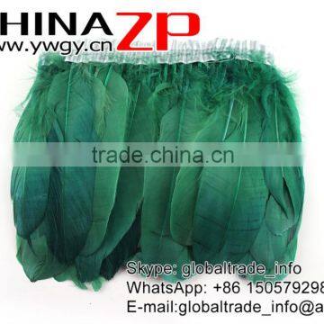 NO.1 Supplier CHINAZP Wholesale Selected Prime Quality Dyed Kelly Green Goose Satinettes Feathers Plumage Trim Fringe photo-5