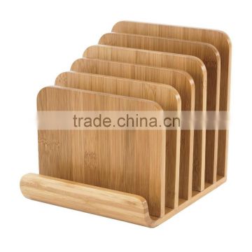 2015 Stylish Impression Kitchen Sturdy Bamboo Wooden 5 Tier Desktop Coaster Organizer Rack Holder