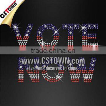 Vote Now Custom Heat Transfers in Rhinestone