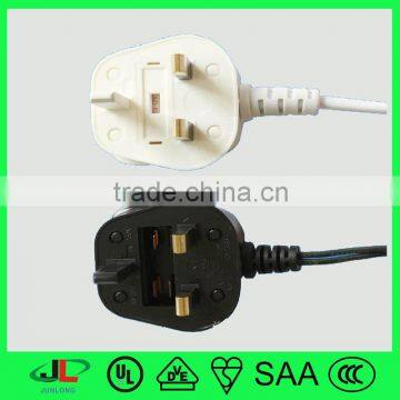 BSI approval 3 pin plug UK BS 3 core power cable plug assemble plug with fuse