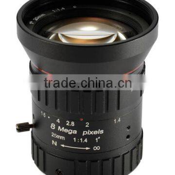 8.0 MP Focal length 25mm F1.6 Fixed iris Machine Vision C mount cctv lens optical lens with IR night vision