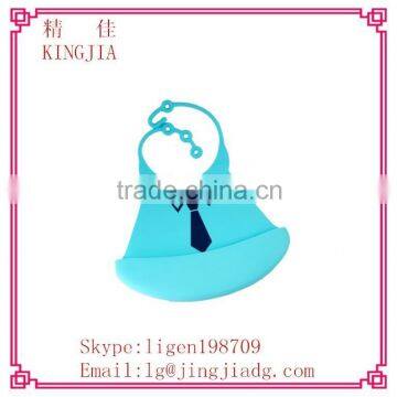 Silicone Plastic Clear Cute Cartoon Pattern Baby Waterproof Bibs With Crumb Catcher Pocket photo-2