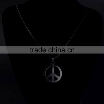 Fashion Stainless Steel Jeweley Peace Sign Pendant , Black Round Circle Airplane Pendant Necklace photo-5