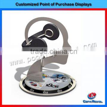 Fashion Countertop Wood Headphone Display Rack for Retail Store