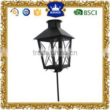 Black small Grave light metal lantern candle holder with pole