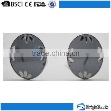 Own Brand New Design Smoke Lens Metal Frame Flower Rhinestone Fashion Party Glasses CE/FDA Certificate