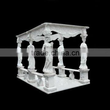 Garden Marble Gazebo with Women Statue