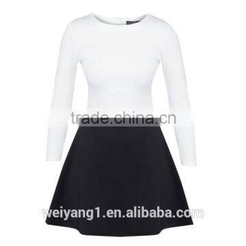New Fashion Colourblocked Long Sleeves Women Dress Prom Semi Cocktail Party Dress photo-5