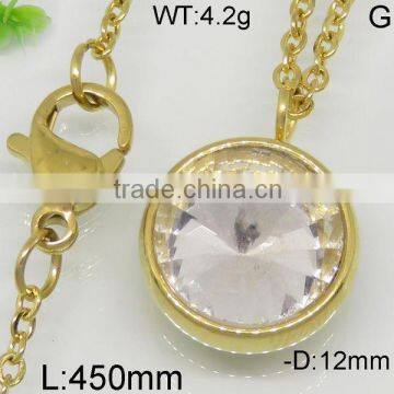 Fascinating round crystal glow in the dark gold plating necklace