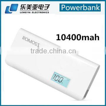 10400mAh Mobile Phone Tablet Use Romoss Mobile Battery Charger Dual USB Power Bank with LCD Screen