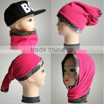 Outdoor fleece inside collar warm fleece warm knit ski cap adjustable size hats and caps