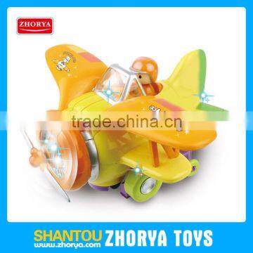 Good sale Plastic happy Wonderful Cartoon flying ace B/O plane bump and go toy airplane with sound and light for kids