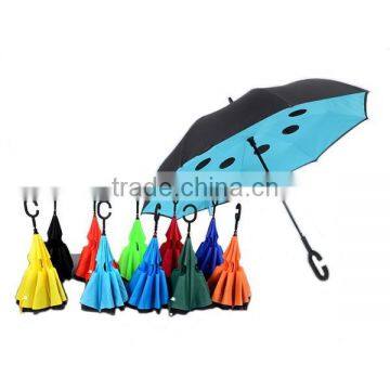 Double Layer C Shape Handle Windproof Inverted Umbrella