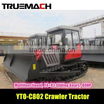 YTO C802 80hp agricultural crawler tractor with dozer blade