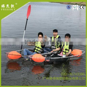 Amazing Polycarbonate glass bottom transparent kayak with Two paddles