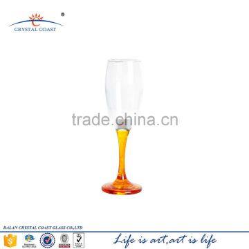 Hand Painted Amber Colored Stem Champagne Flute