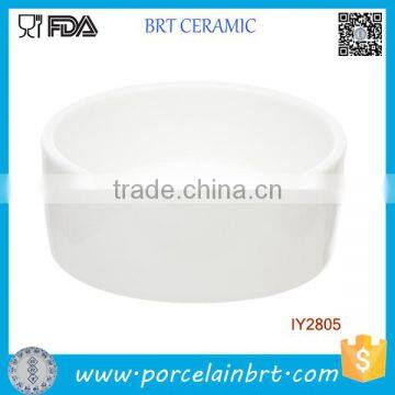 Classic Custom White Ceramic Deep Pet Bowl