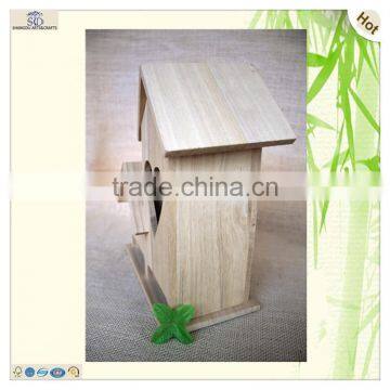 Craft Heart Shaped Twins Wooden Bird House Cage photo-2