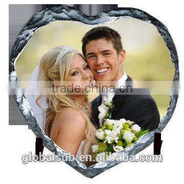 Hot heart shape Sublimation Photo Slate with custom photo printed