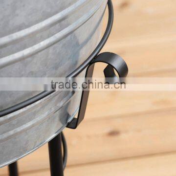 Galvanized Large Party Round Metal Beverage Tub With Stand photo-3