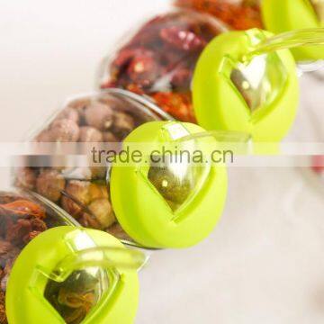 Set 4 Cheap Clear 6oz Glass Spice Jars With Decorative Lid in Metal Rack photo-2